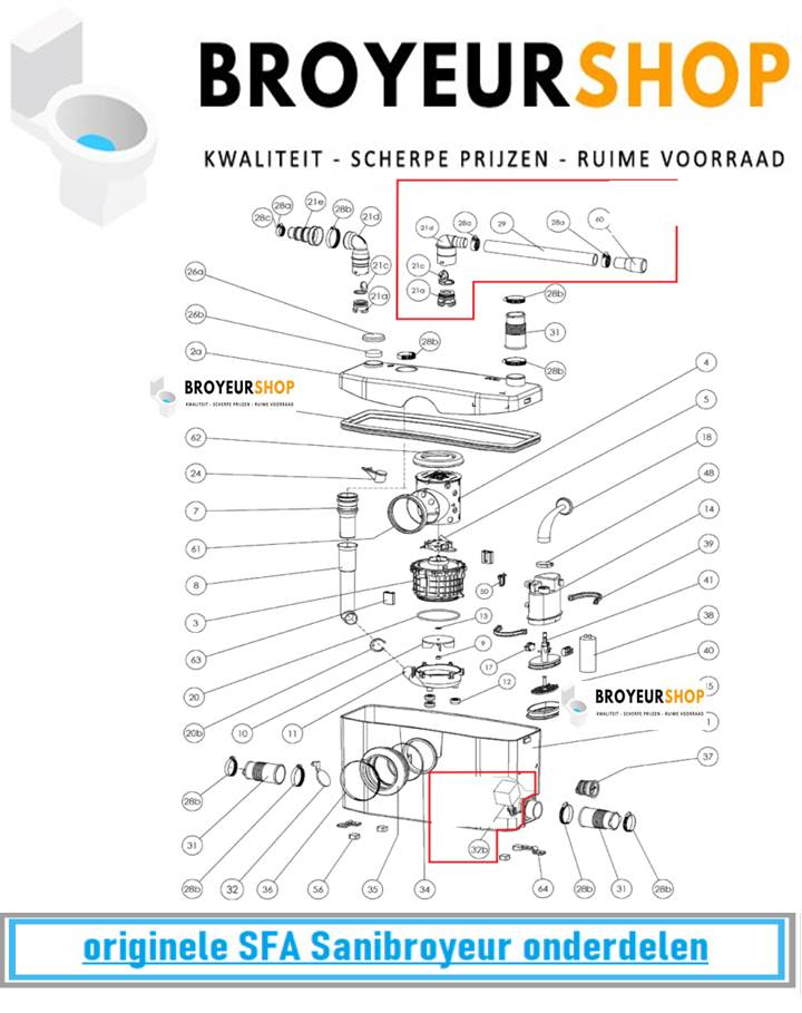 Sanibroyeur Saniplus onderdelen