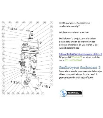 Sanibroyeur onderdelen tekeningen Sanibroyeur Access 1