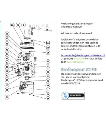 Sanibroyeur onderdelen tekeningen Sanibroyeur X2 UP